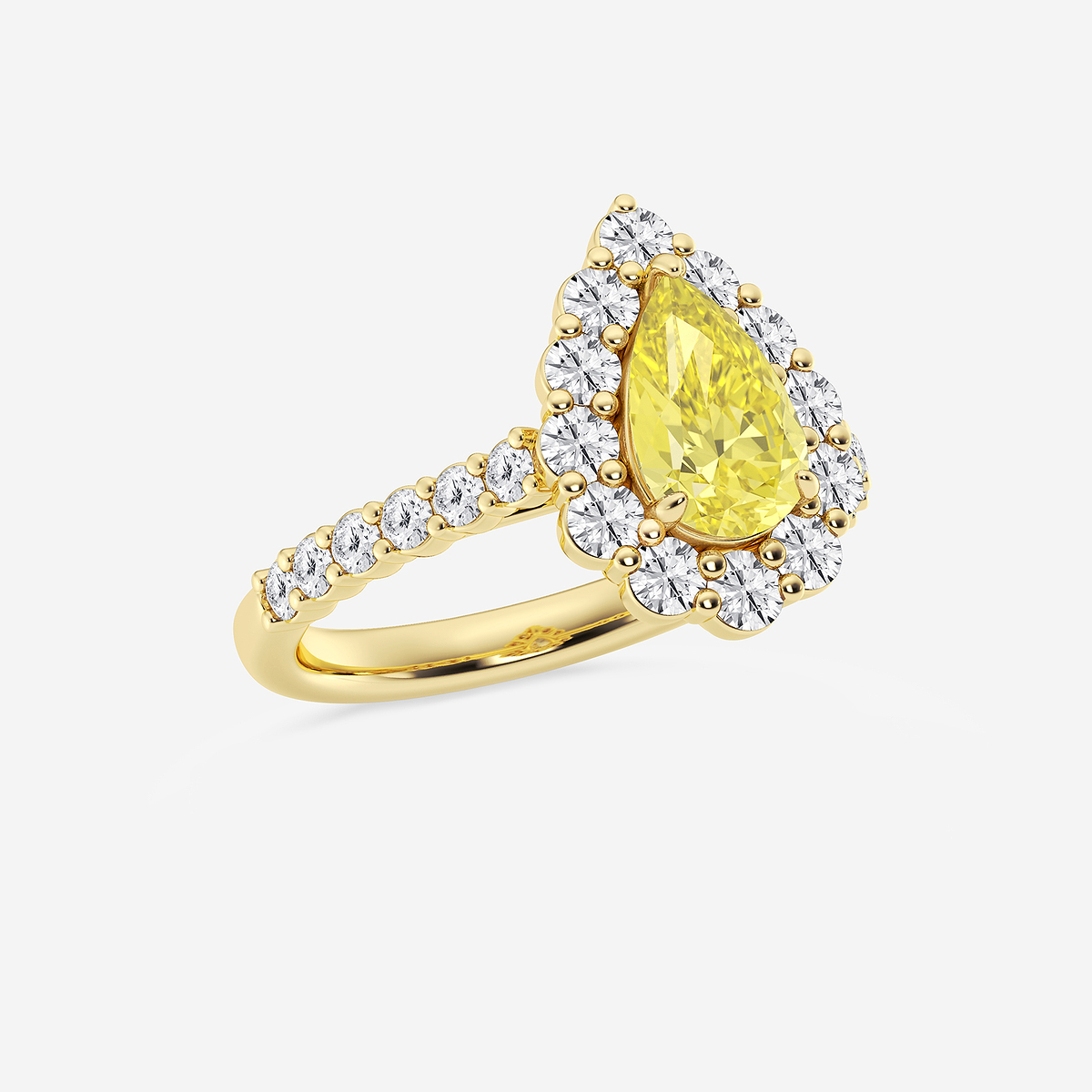 Additional Image 1 for  2 ctw Pear Lab Grown Diamond Fancy Yellow With Prong Set Frame Halo Engagement Ring