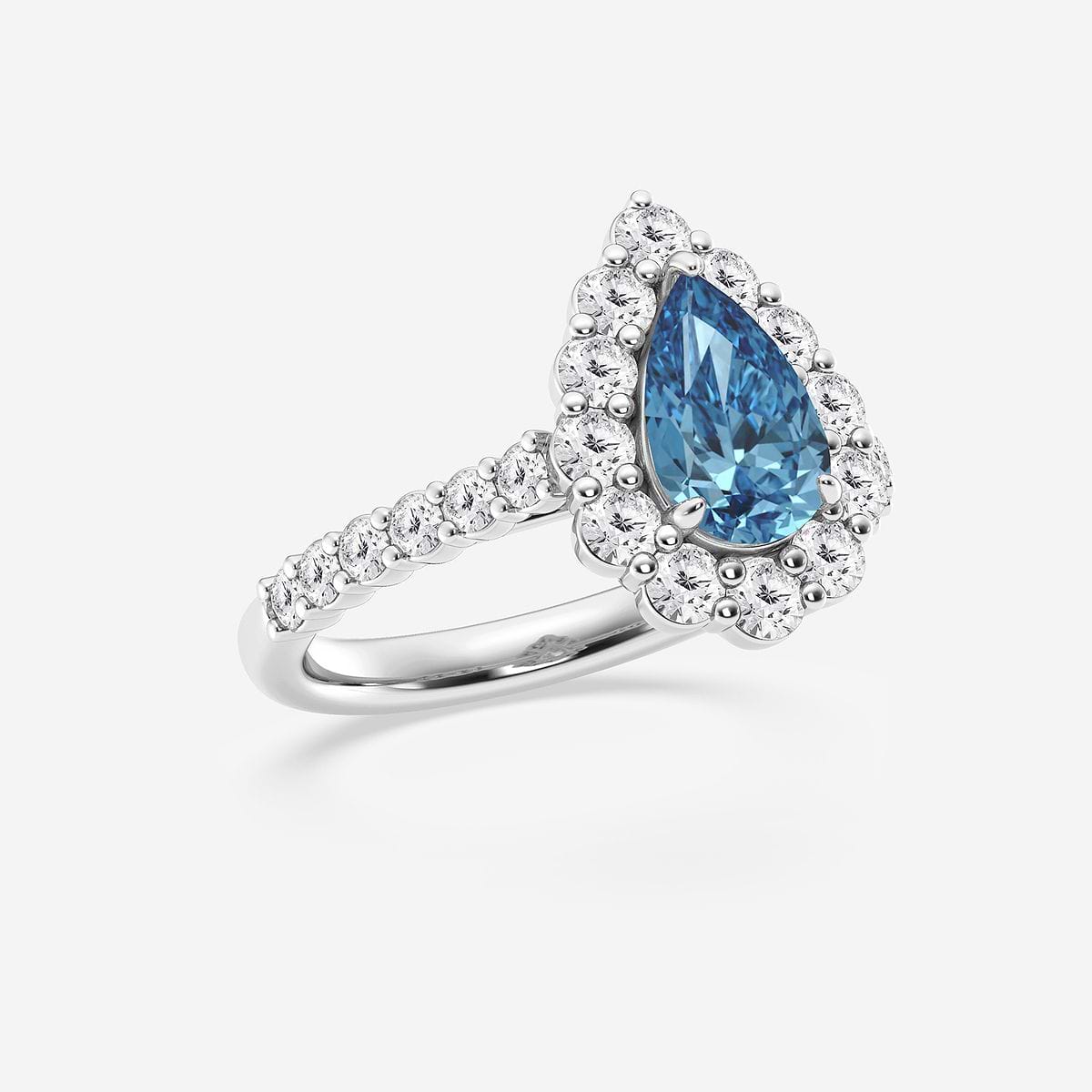 Additional Image 1 for  2 ctw Pear Fancy Blue Lab Grown Diamond With Prong Set Frame Halo Engagement Ring