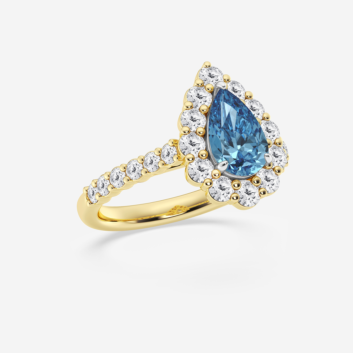 Additional Image 1 for  2 ctw Pear Fancy Blue Lab Grown Diamond With Prong Set Frame Halo Engagement Ring