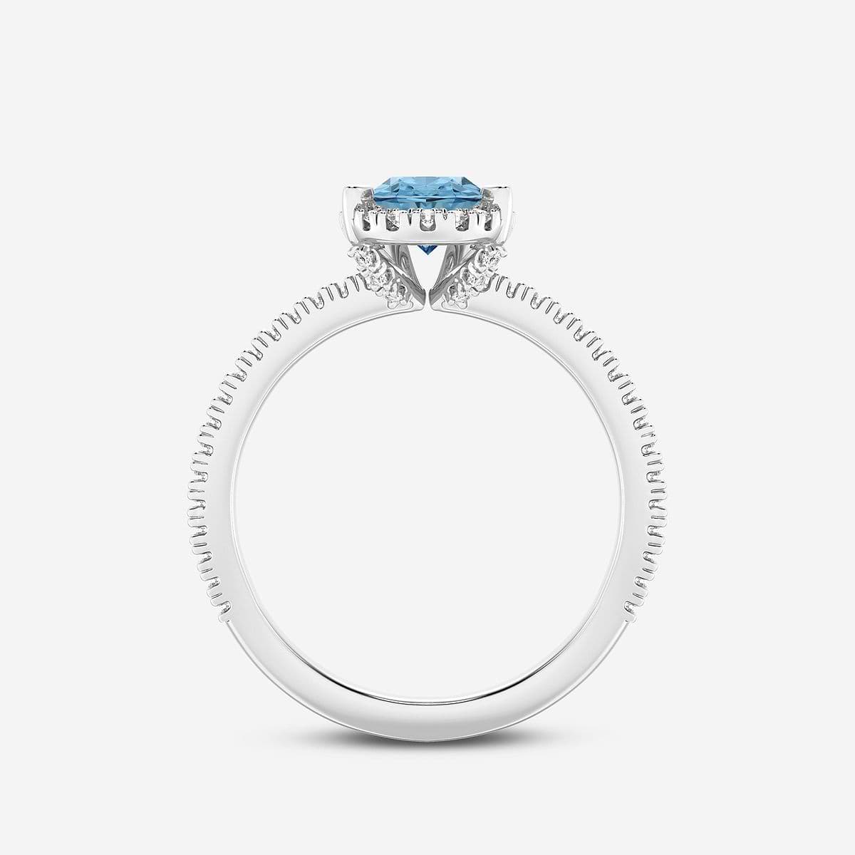 Additional Image 1 for  1 1/2 ctw Pear Fancy Blue Lab Grown Diamond With Prong Set Frame Halo Engagement Ring