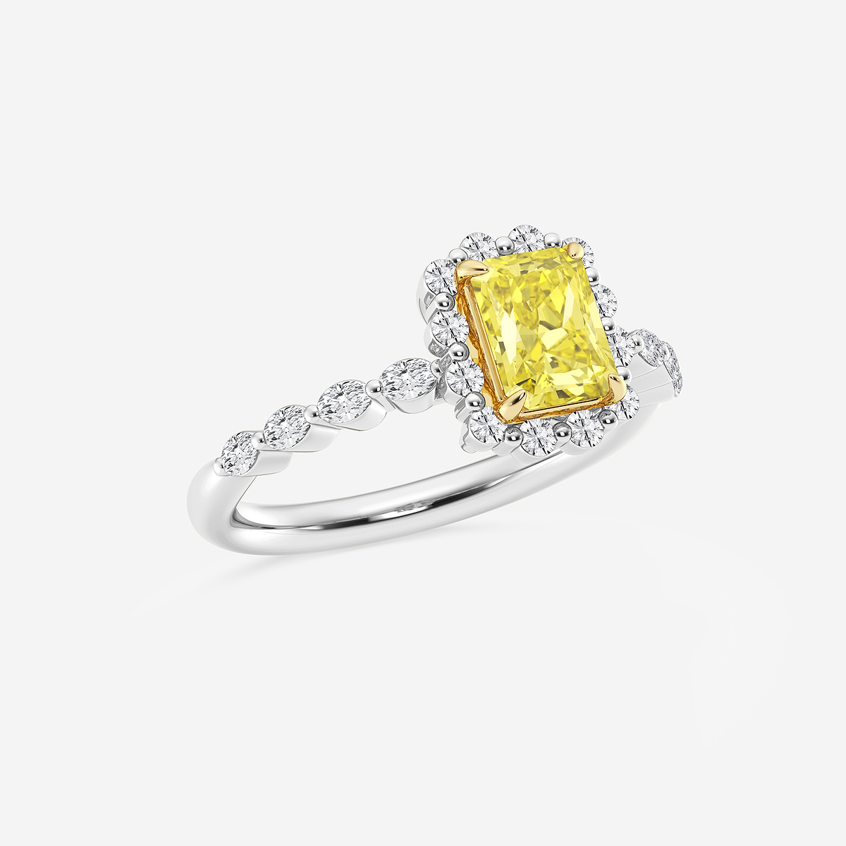 Additional Image 1 for  1 1/2 ctw Radiant Lab Grown Diamond Fancy Yellow Floating Diamond Halo Engagement Ring