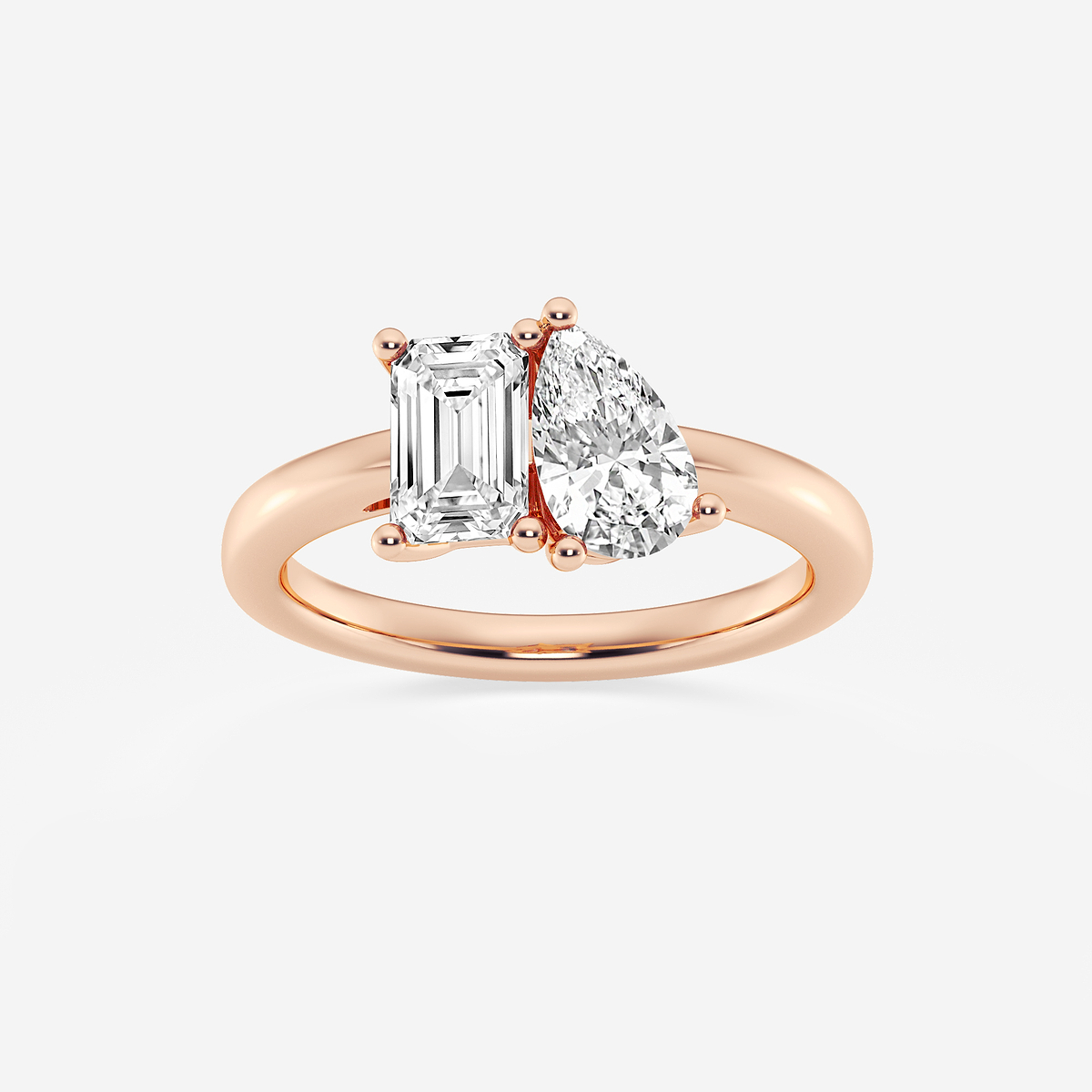 Laurel ctw Toi Et Moi pera e anello di fidanzamento smeraldo oro