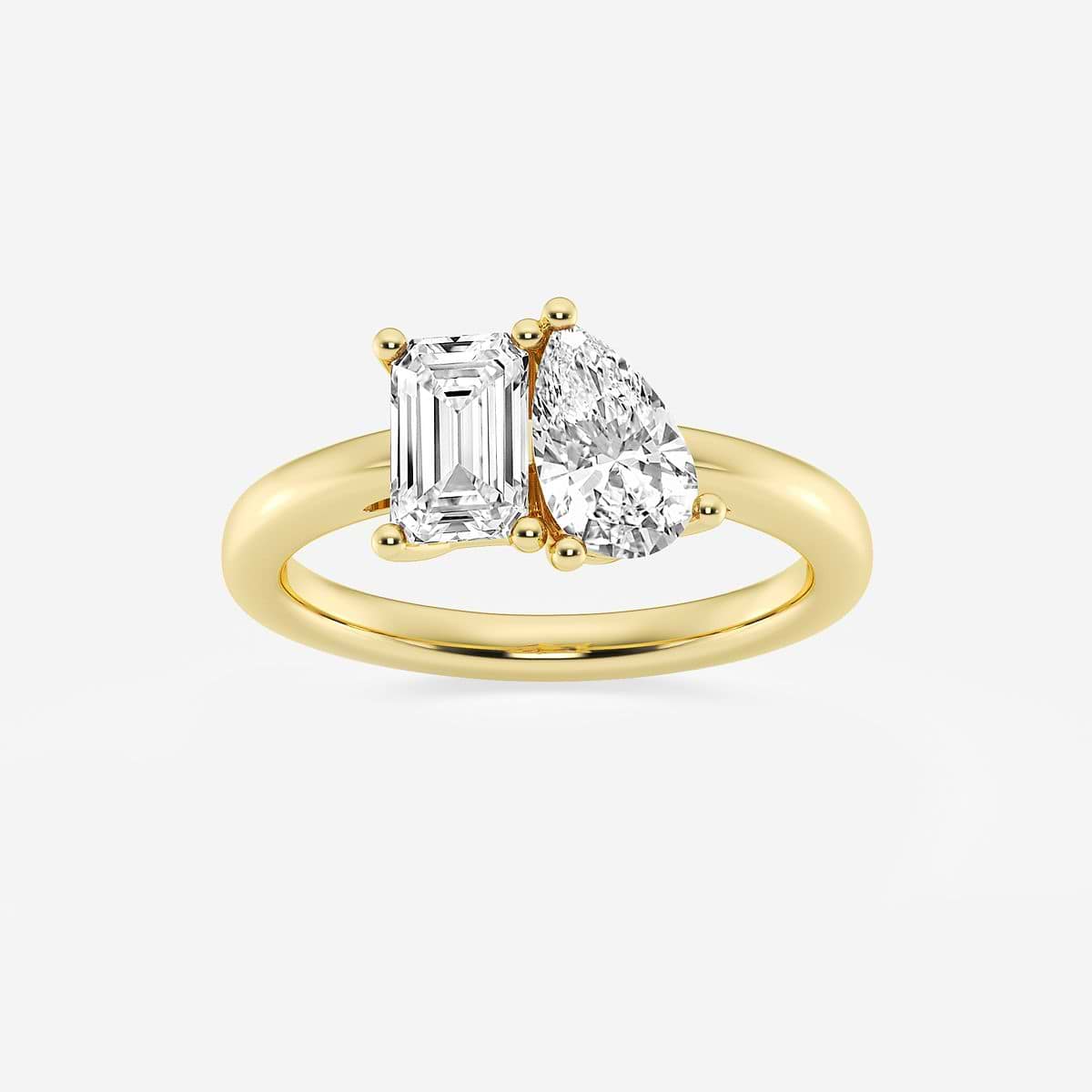 2 ctw Toi Et Moi Pear and Emerald Engagement Ring 14K Yellow Gold, FG, VS2+