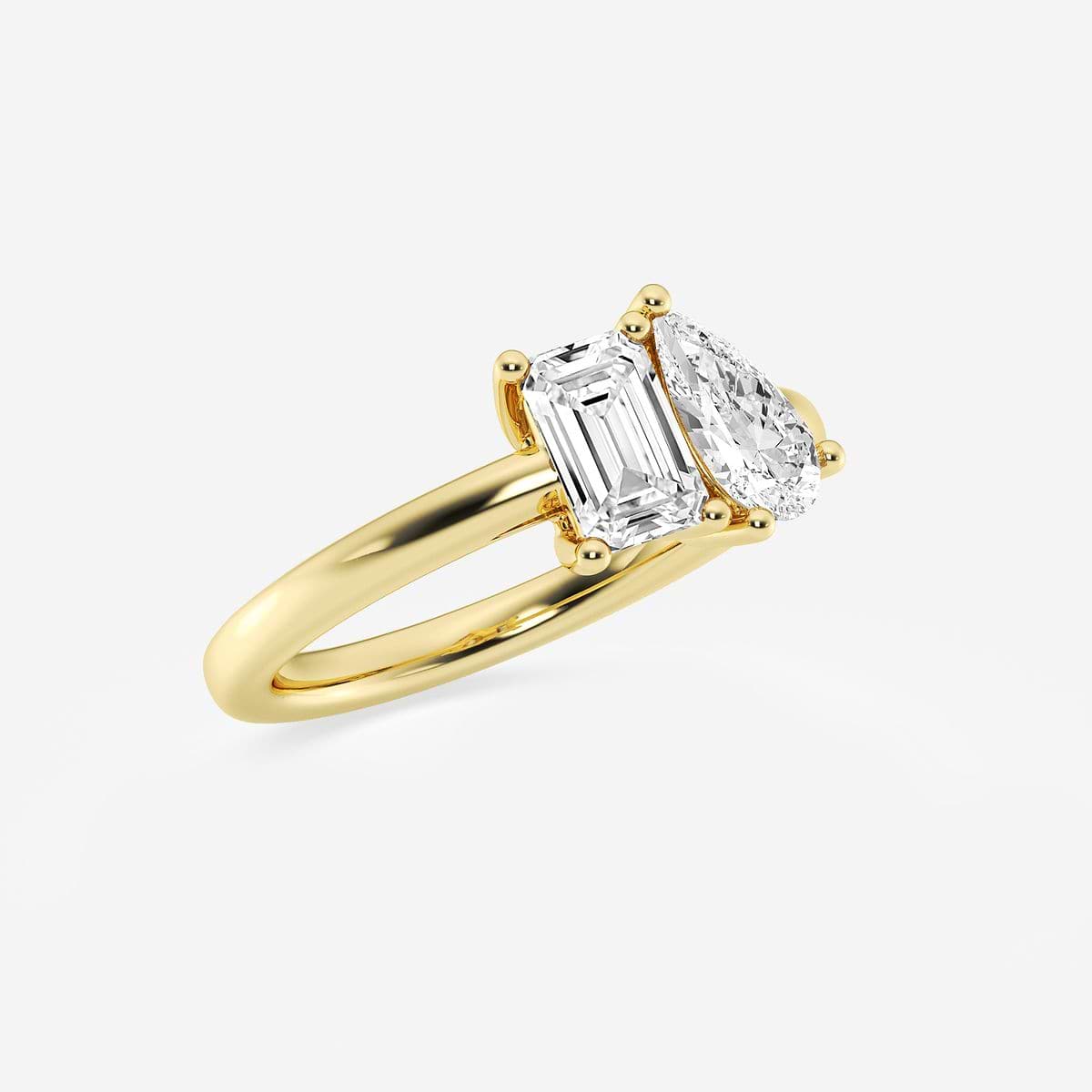 2 ctw Toi Et Moi Pear and Emerald Engagement Ring 14K Yellow Gold, FG, VS2+