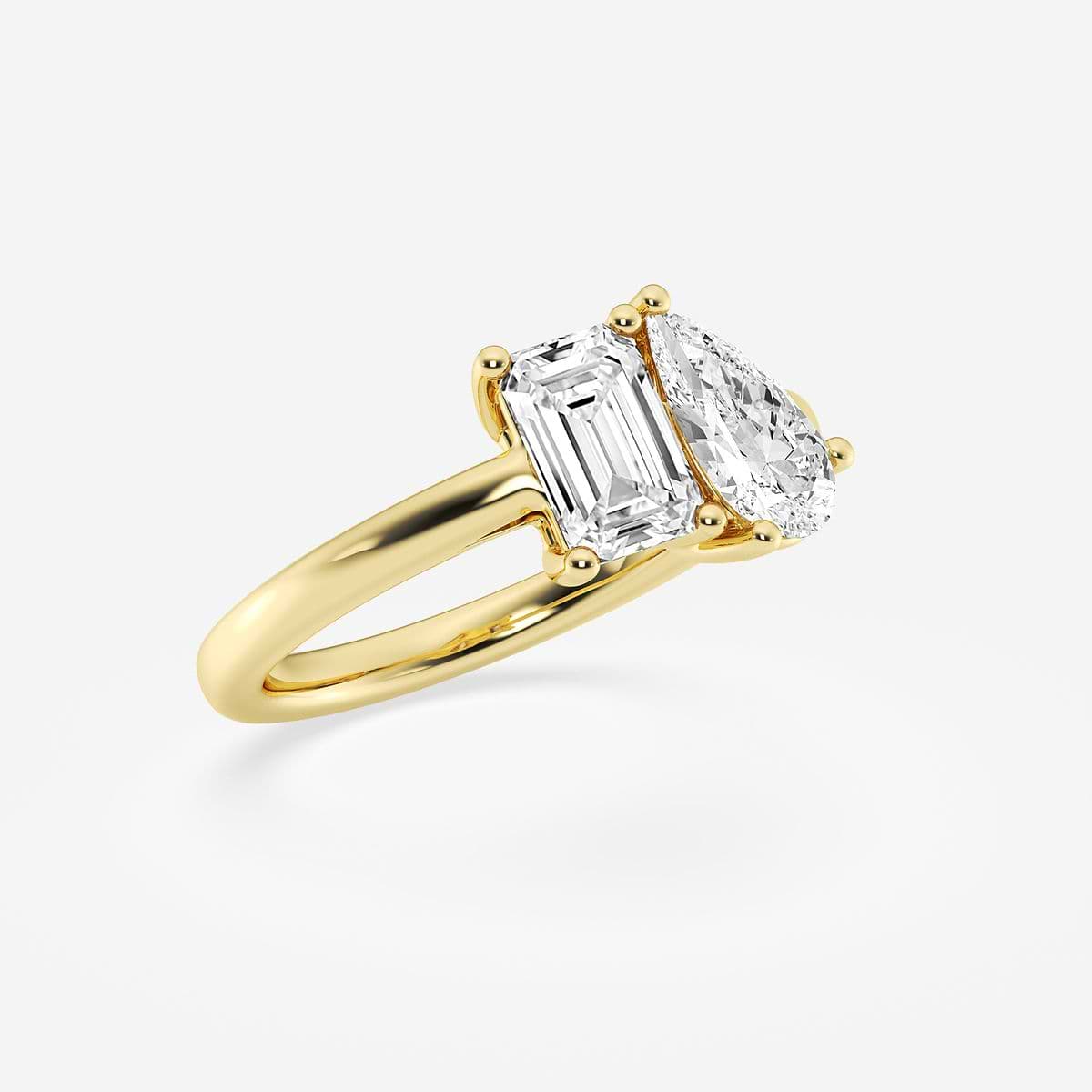 3 ctw Toi Et Moi Pear and Emerald Engagement Ring 14K Yellow Gold, FG, VS2+