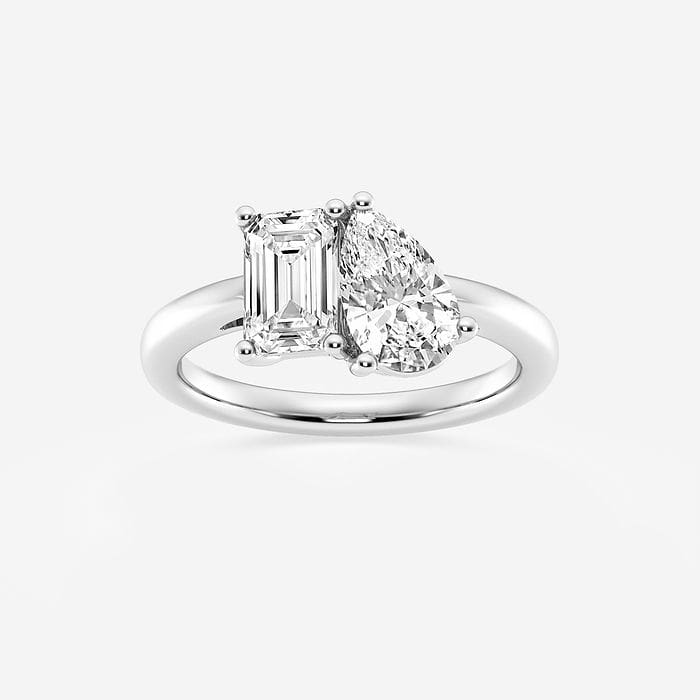 3 ctw Toi Et Moi Pear and Emerald Engagement Ring