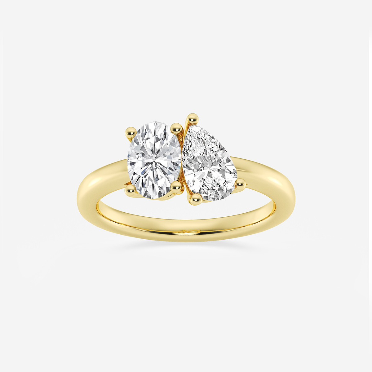 2 ctw Toi Et Moi Pear and Oval Engagement Ring 14K Yellow Gold, E, VS1