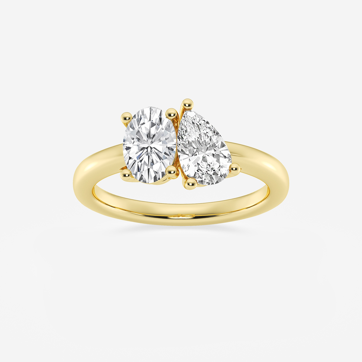 2 ctw Toi Et Moi Pear and Oval Engagement Ring 14K Yellow Gold, D, VVS