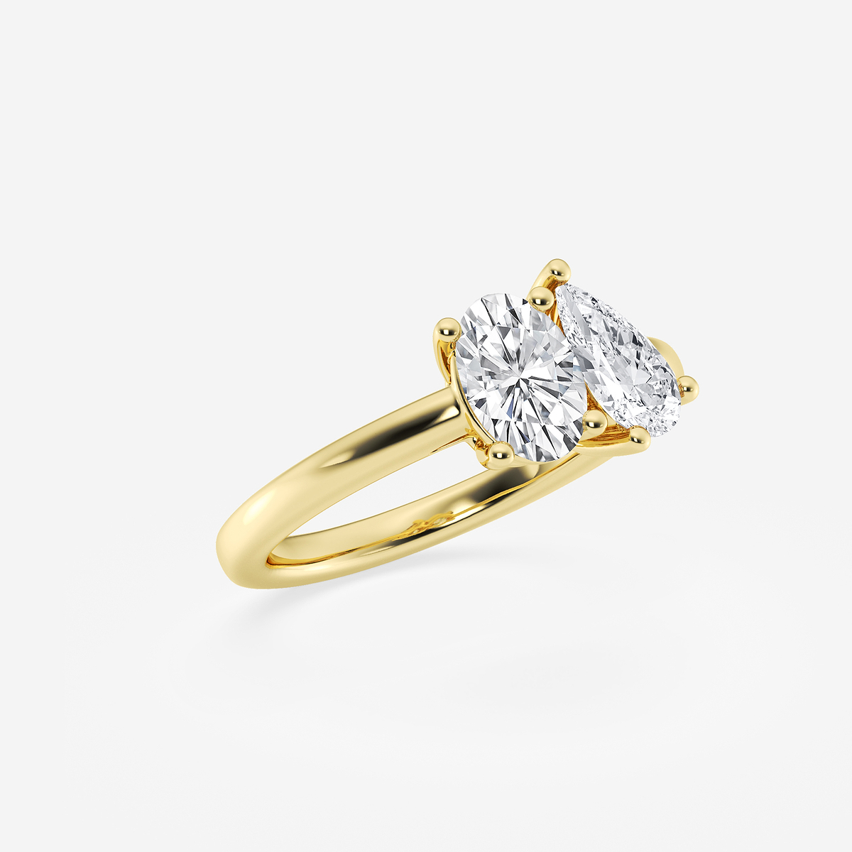 2 ctw Toi Et Moi Pear and Oval Engagement Ring 14K Yellow Gold, E, VS1