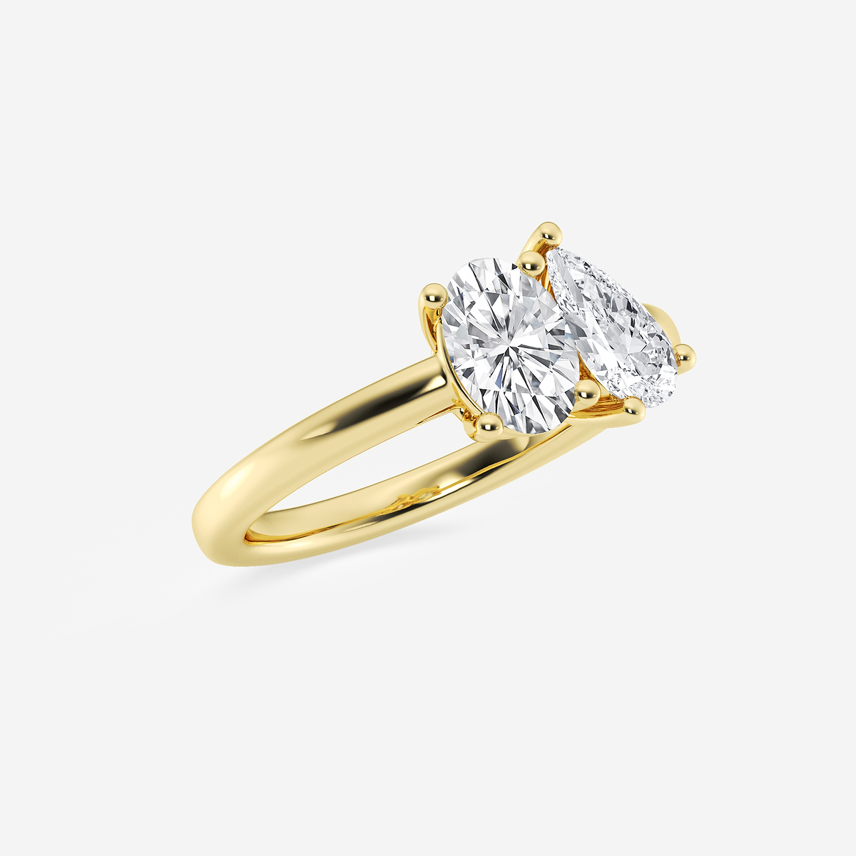 2 ctw Toi Et Moi Pear and Oval Engagement Ring 14K Yellow Gold, D, VVS