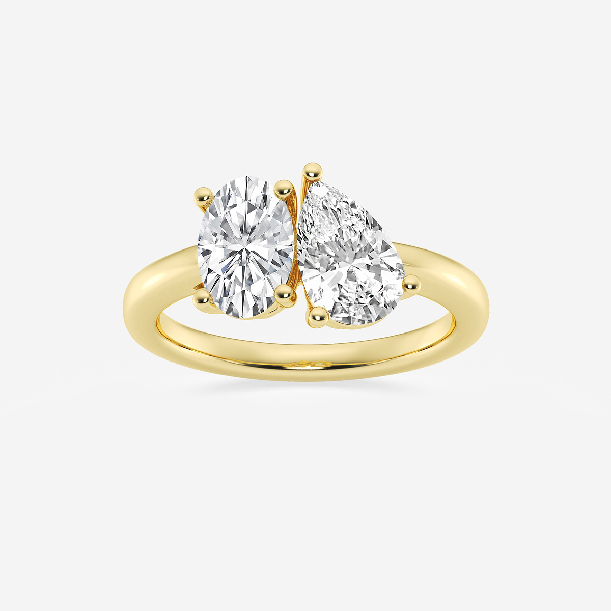 3 ctw Toi Et Moi Pear and Oval Engagement Ring 14K Yellow Gold, F, VS2