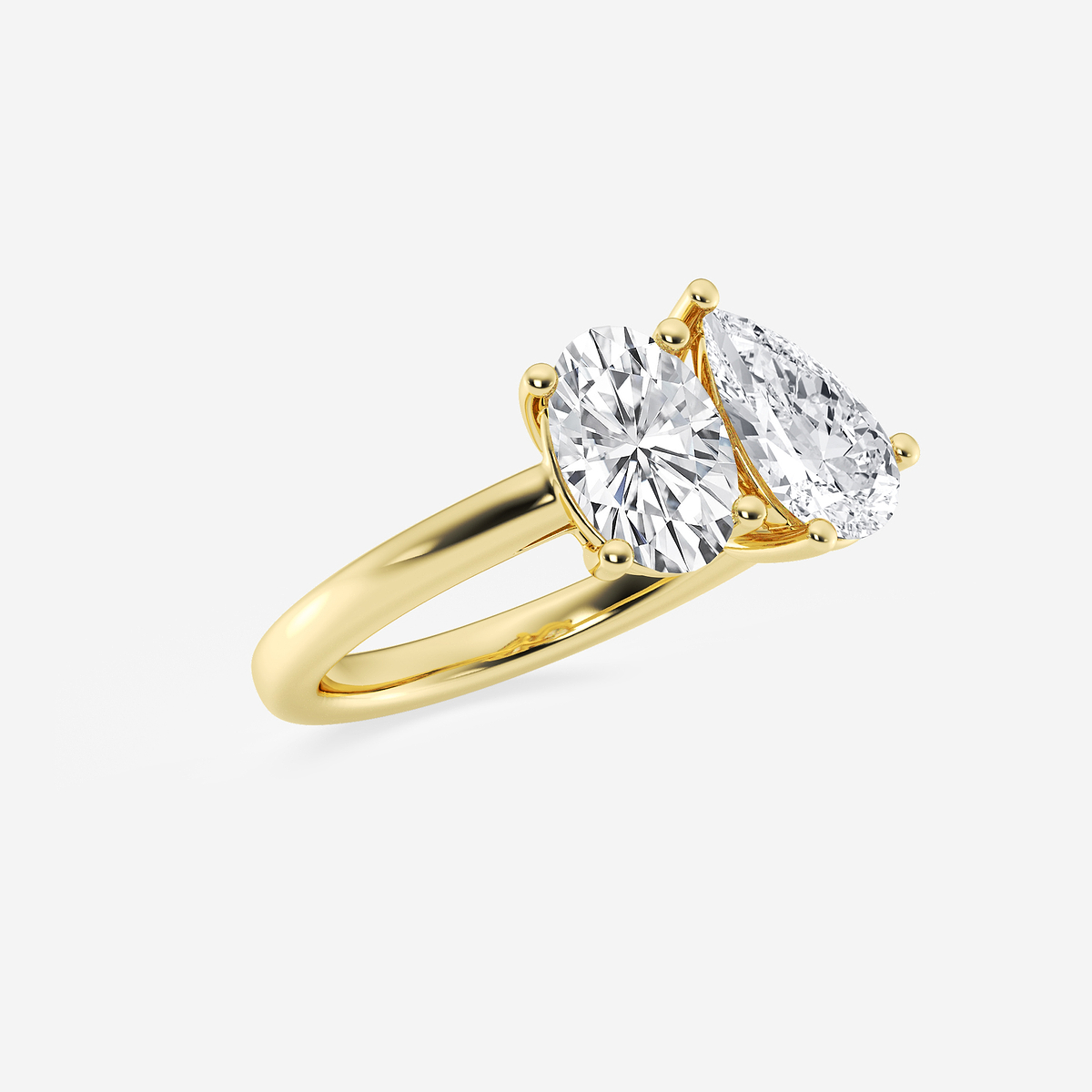 3 ctw Toi Et Moi Pear and Oval Engagement Ring 14K Yellow Gold, F, VS2