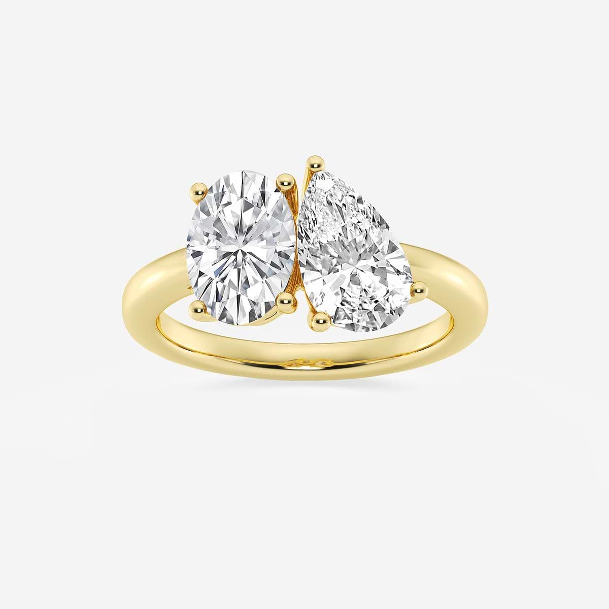 4 ctw Toi Et Moi Pear and Oval Engagement Ring 14K Yellow Gold, FG, VS2+