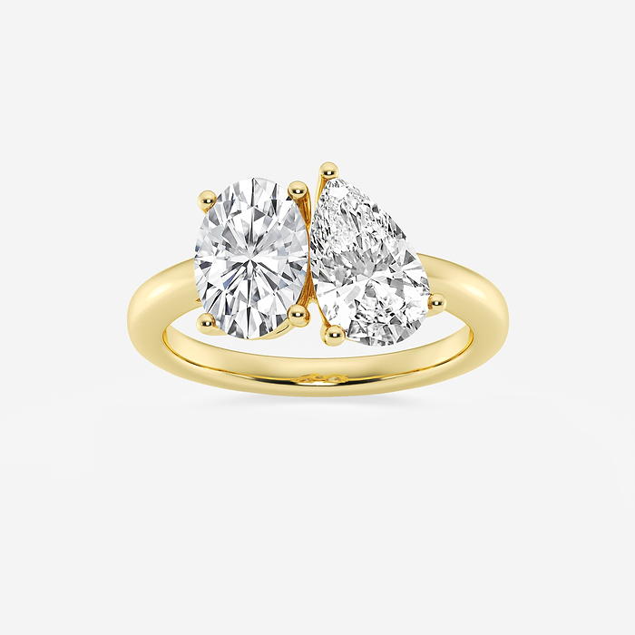 3 ctw Toi Et Moi Pear and Oval Engagement Ring 14K Yellow Gold, F, VS2
