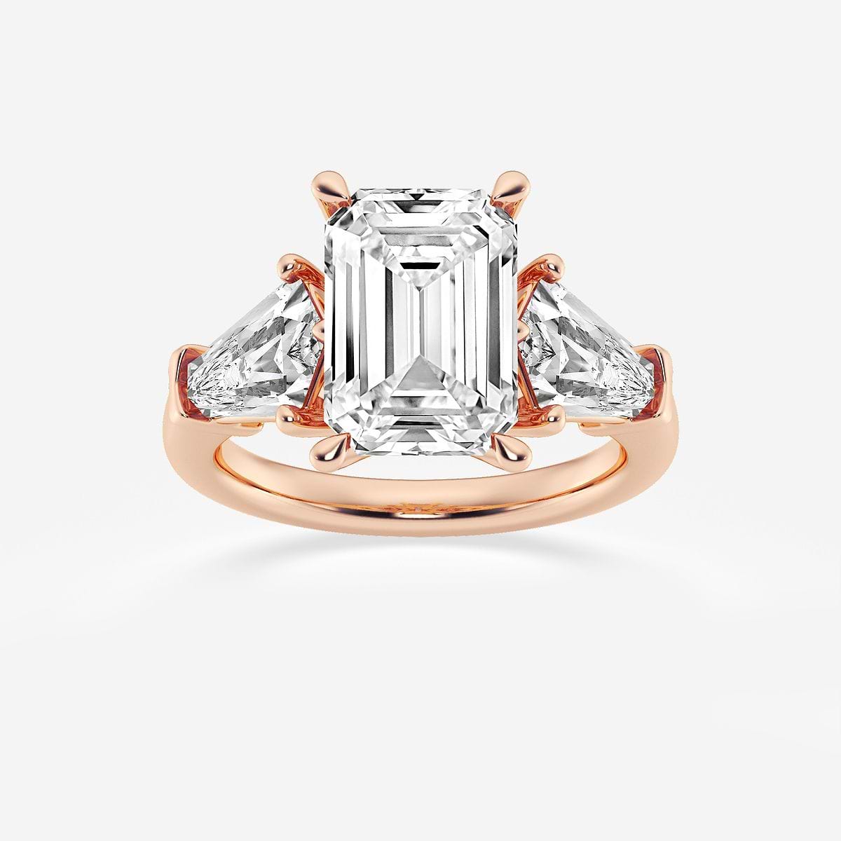 Badgley Mischka Colorless 7 ctw Emerald Lab Grown Diamond Solitaire Engagement Ring with Shield Side Stones