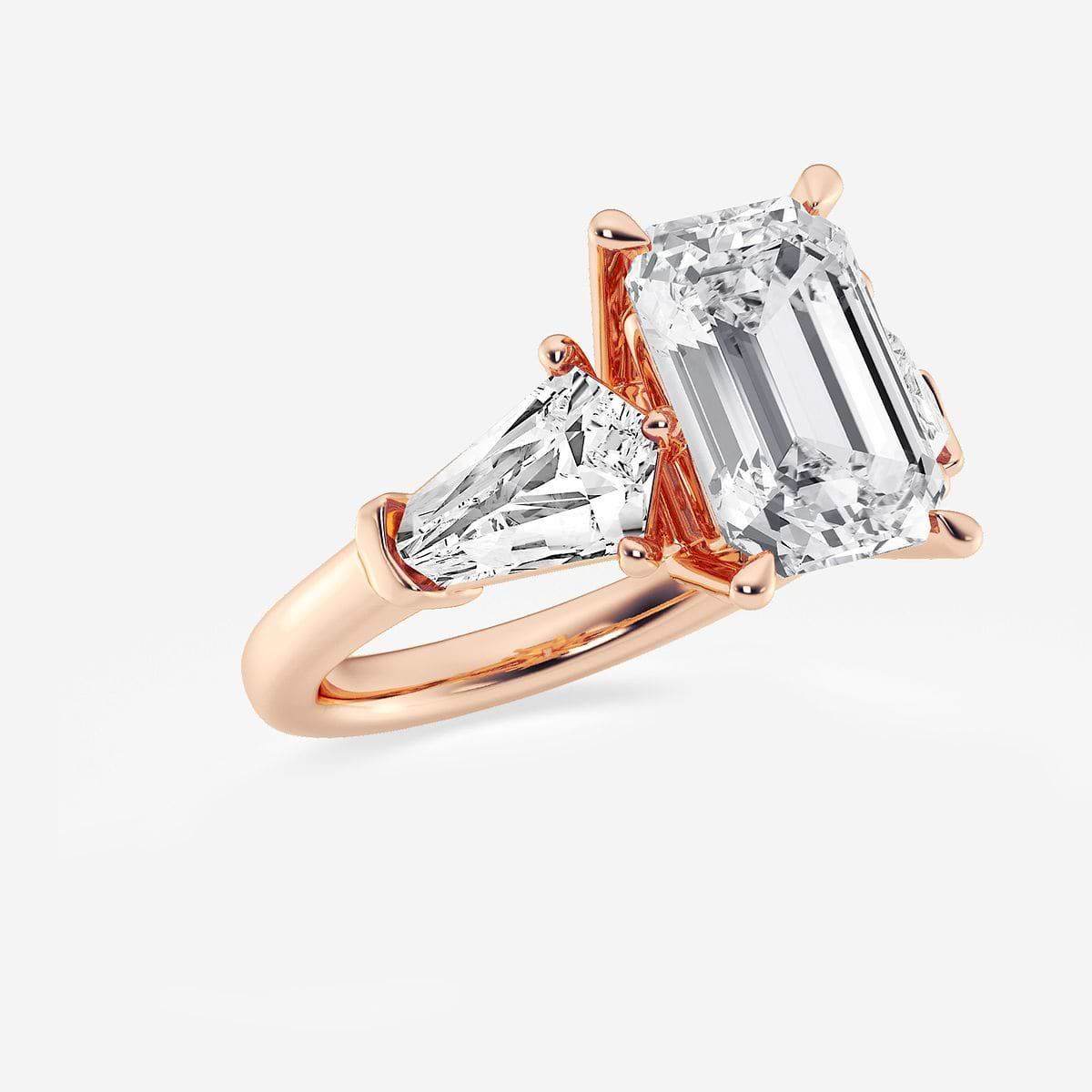 Additional Image 1 for  Badgley Mischka Colorless 7 ctw Emerald Lab Grown Diamond Solitaire Engagement Ring with Shield Side Stones