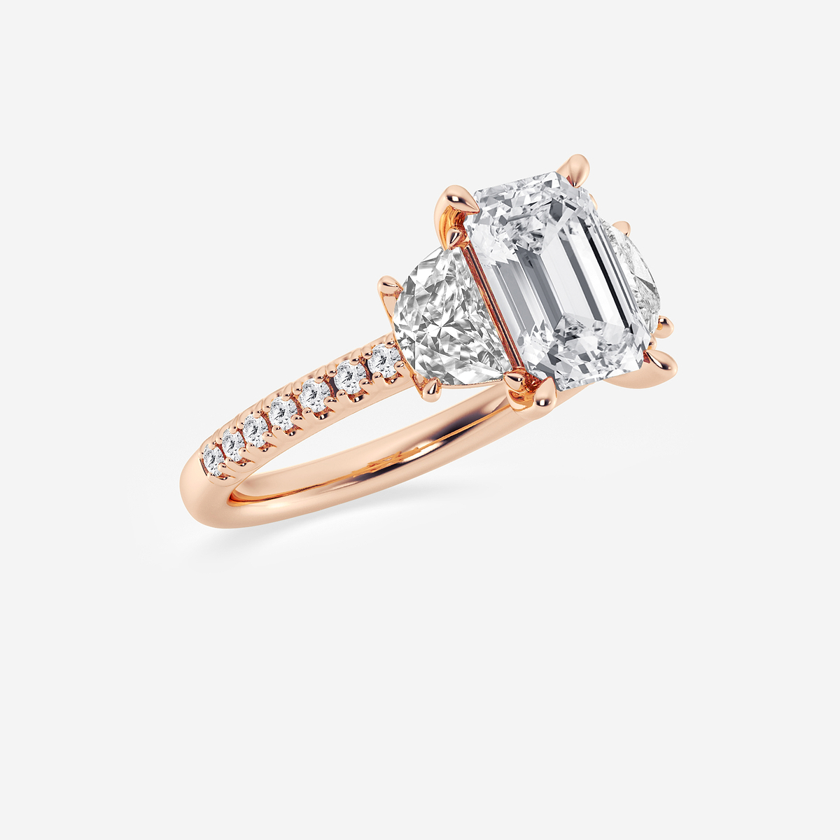 Additional Image 1 for  4 1/5 ctw Emerald Lab Grown Diamond Three-Stone Engagement Ring with Half Moon sides