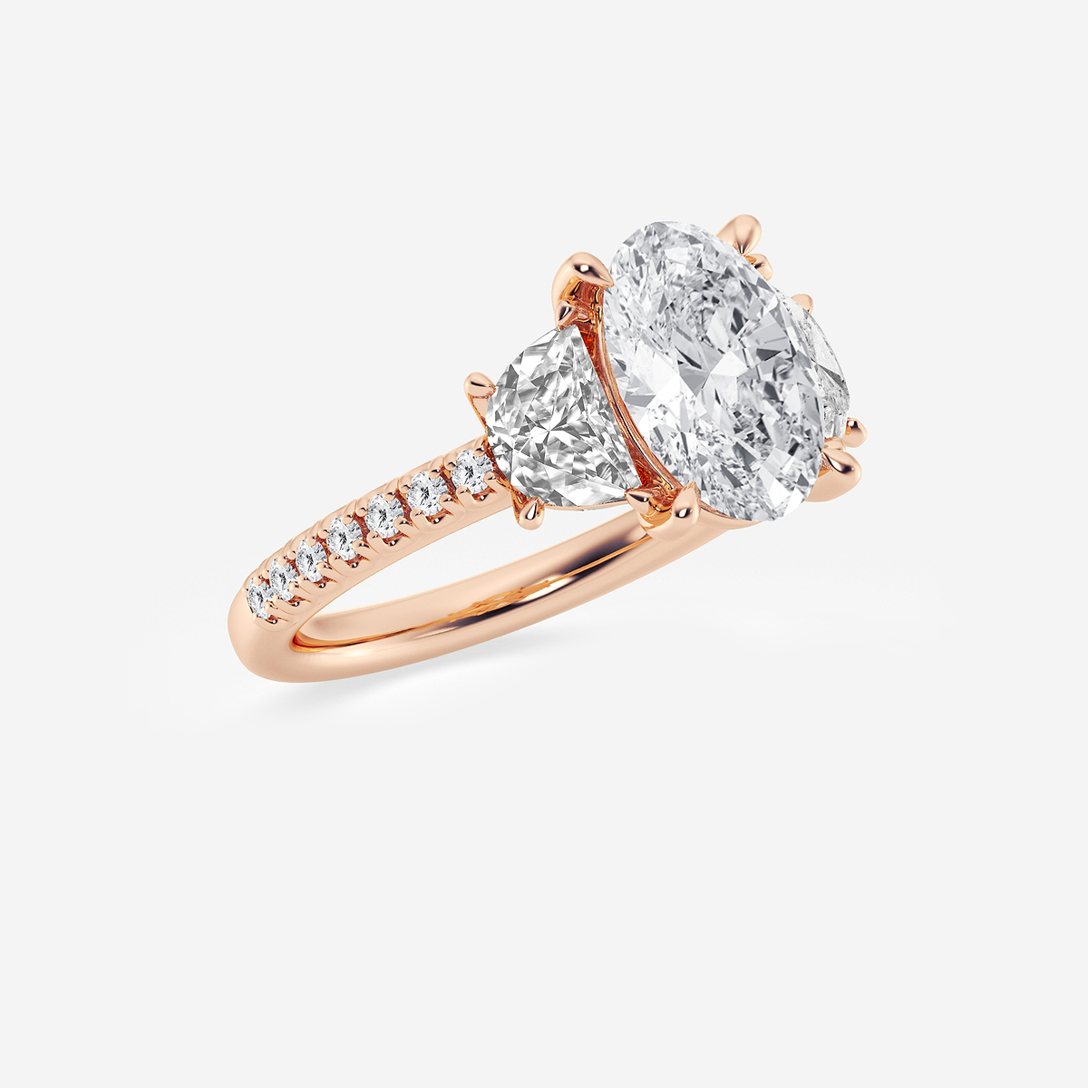 Additional Image 1 for  4 2/3 ctw Oval Lab Grown Diamond Three-Stone Engagement Ring with Half Moon sides
