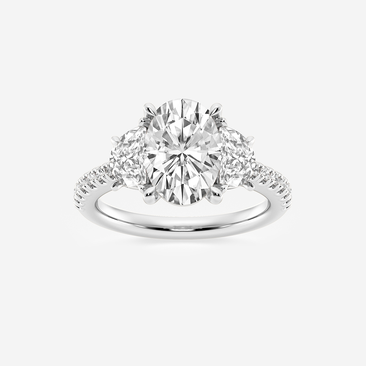 4 2/3 ctw Oval Lab Grown Diamond Three-Stone Engagement Ring with