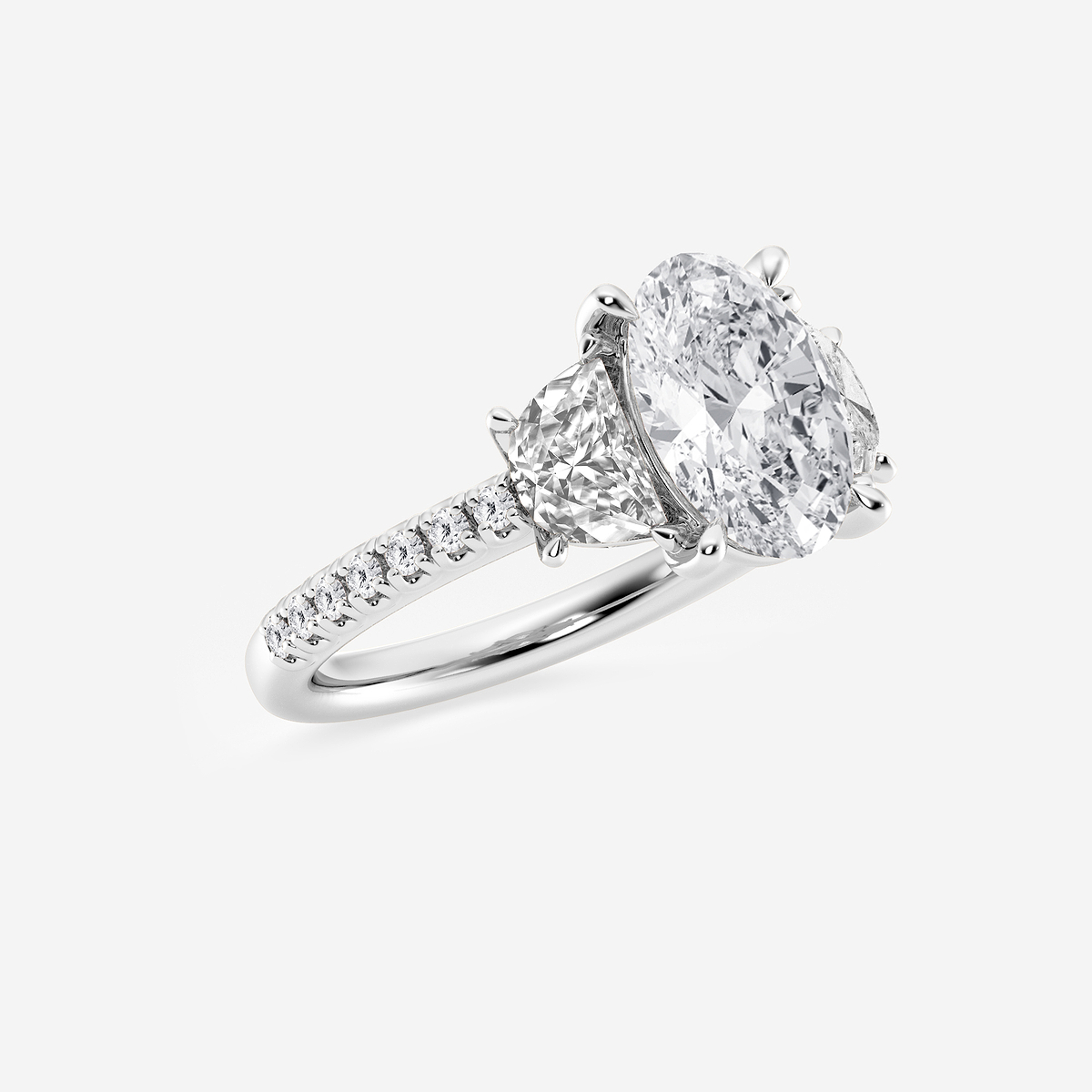 Additional Image 1 for  4 2/3 ctw Oval Lab Grown Diamond Three-Stone Engagement Ring with Half Moon sides
