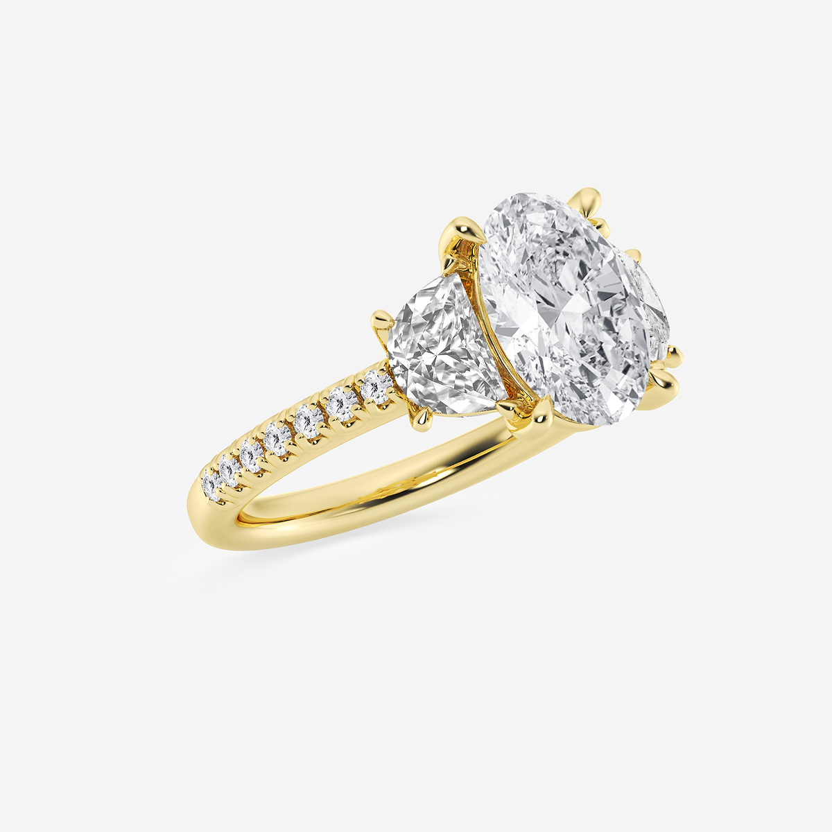 Additional Image 1 for  4 2/3 ctw Oval Lab Grown Diamond Three-Stone Engagement Ring with Half Moon sides