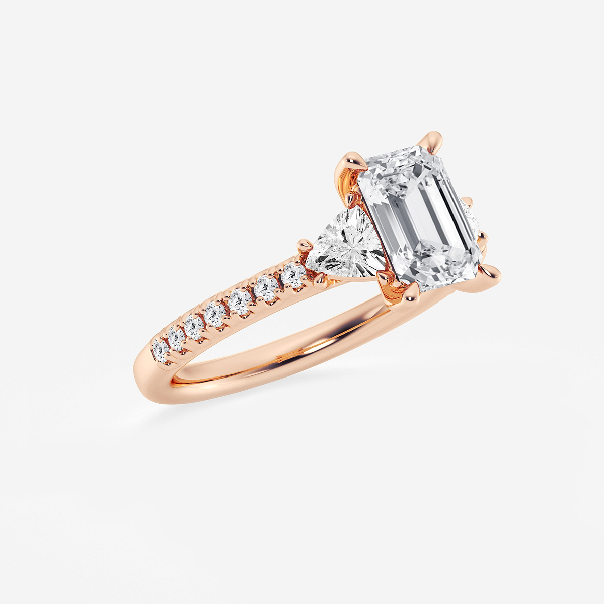 Additional Image 1 for  2 3/4 ctw Emerald Lab Grown Diamond Three-Stone Engagement Ring with Trillion Side Stones