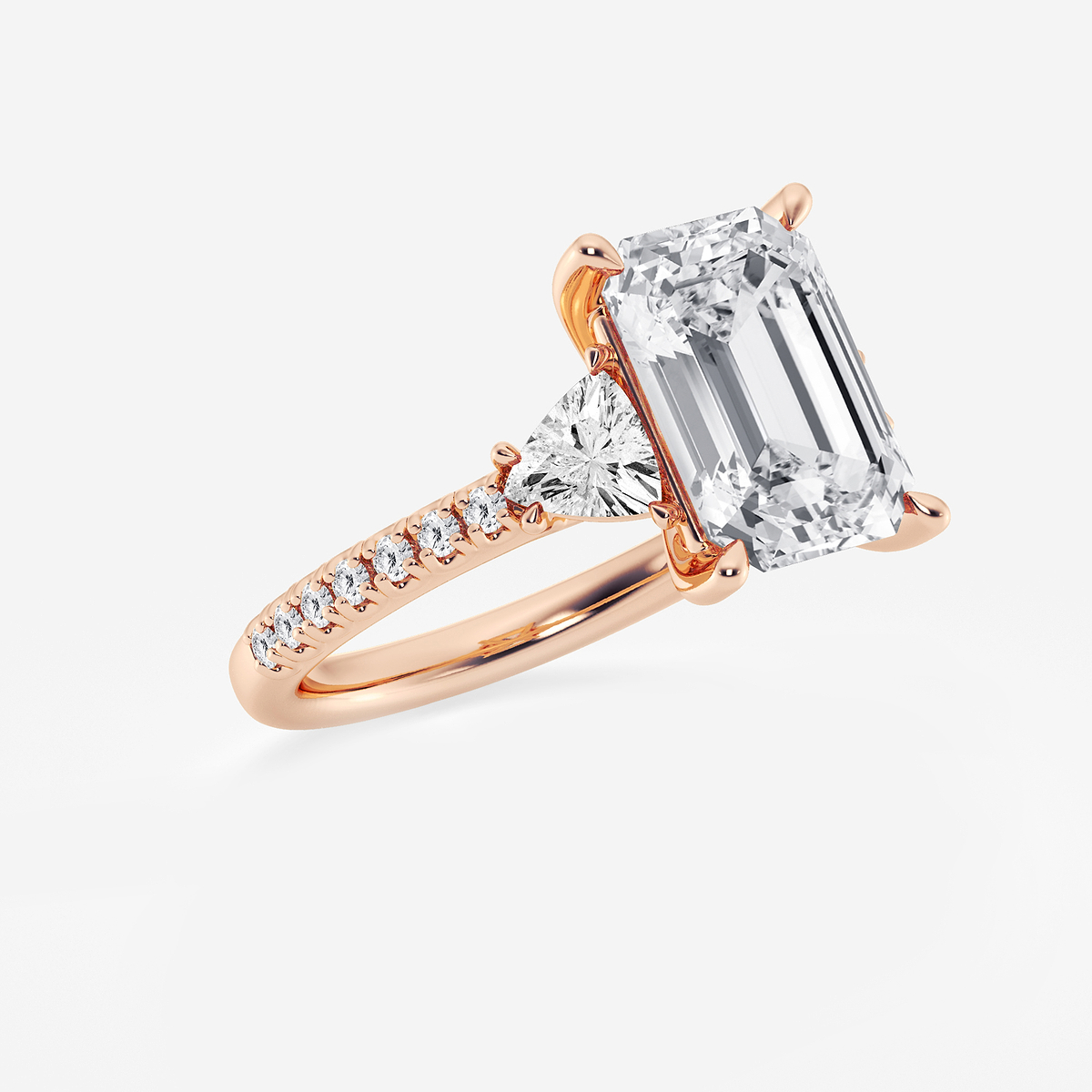 Additional Image 1 for  6 ctw Emerald Lab Grown Diamond Three-Stone Engagement Ring with Trillion Side Stones