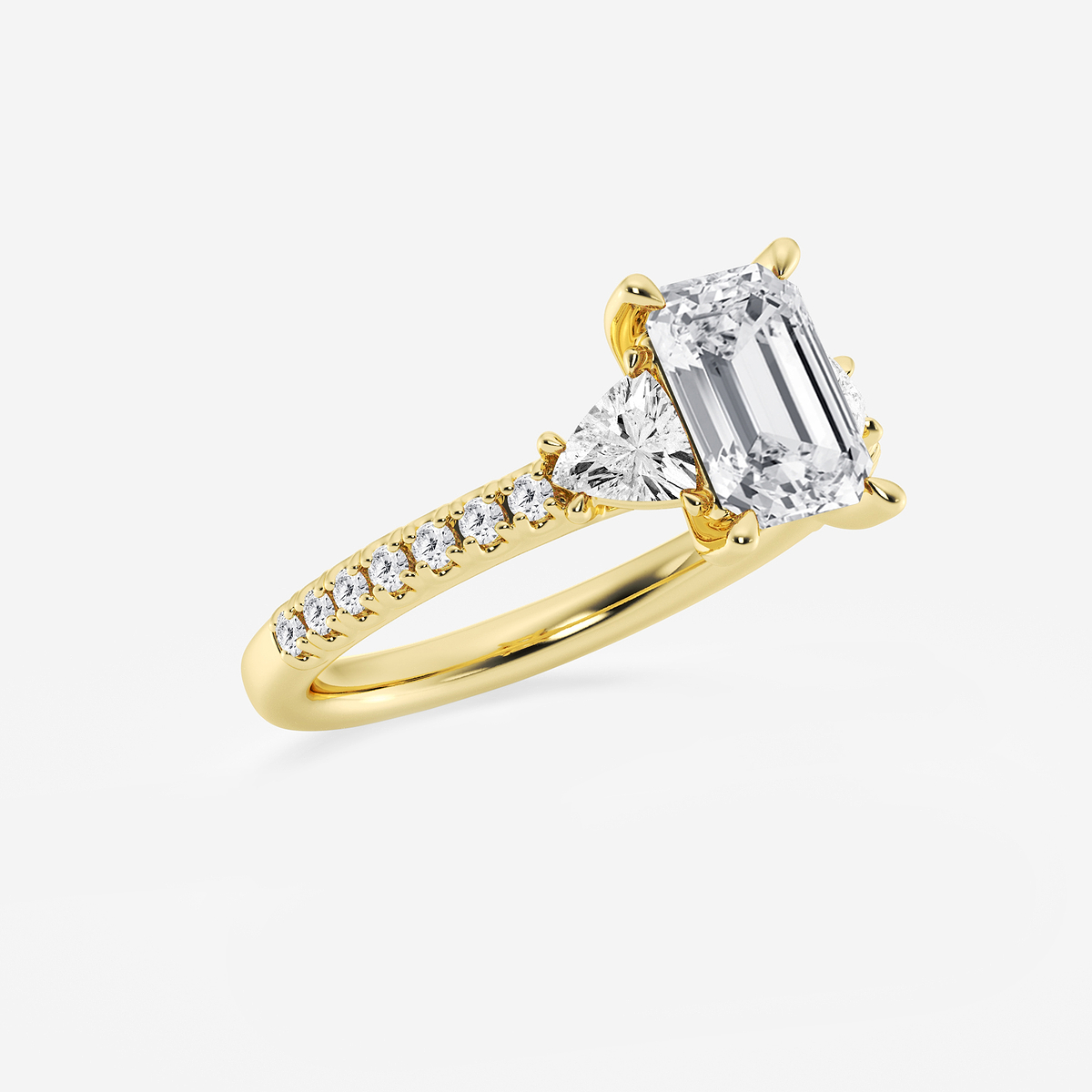 Additional Image 1 for  2 3/4 ctw Emerald Lab Grown Diamond Three-Stone Engagement Ring with Trillion Side Stones