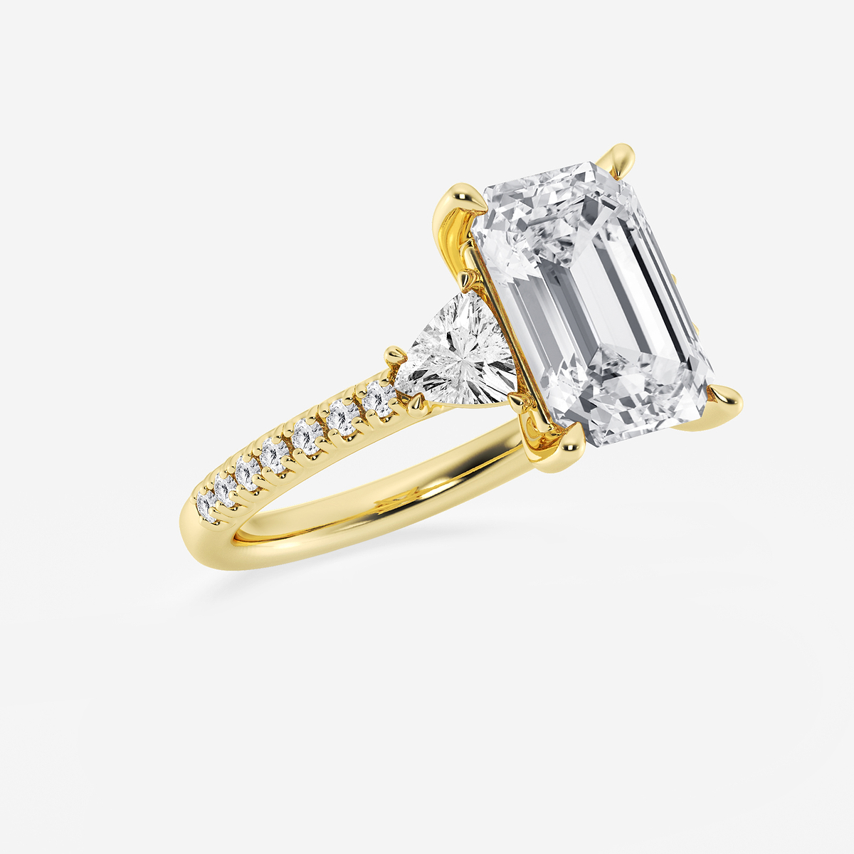 Additional Image 1 for  6 ctw Emerald Lab Grown Diamond Three-Stone Engagement Ring with Trillion Side Stones