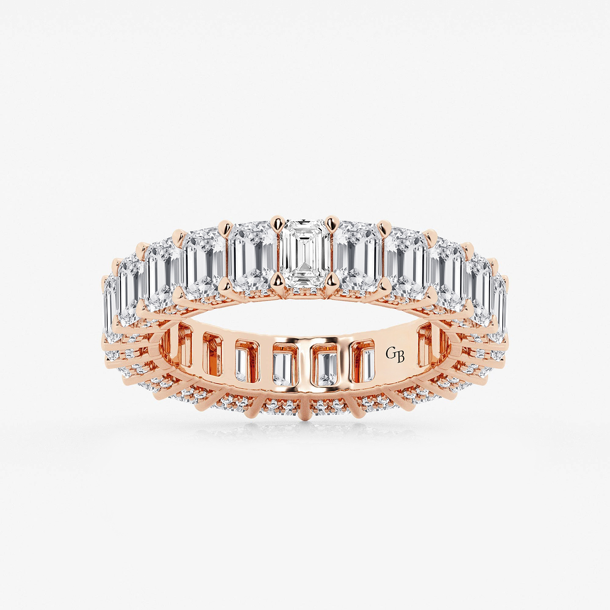 6 ctw Emerald Lab Grown Diamond Eternity Band With Side Stone Accents - 4.8mm Width