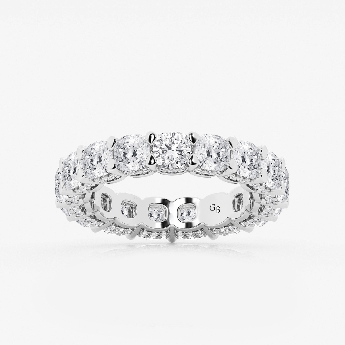 6 ctw Cushion Lab Grown Diamond Eternity Band With Side Stone Accents - 3.7mm Width