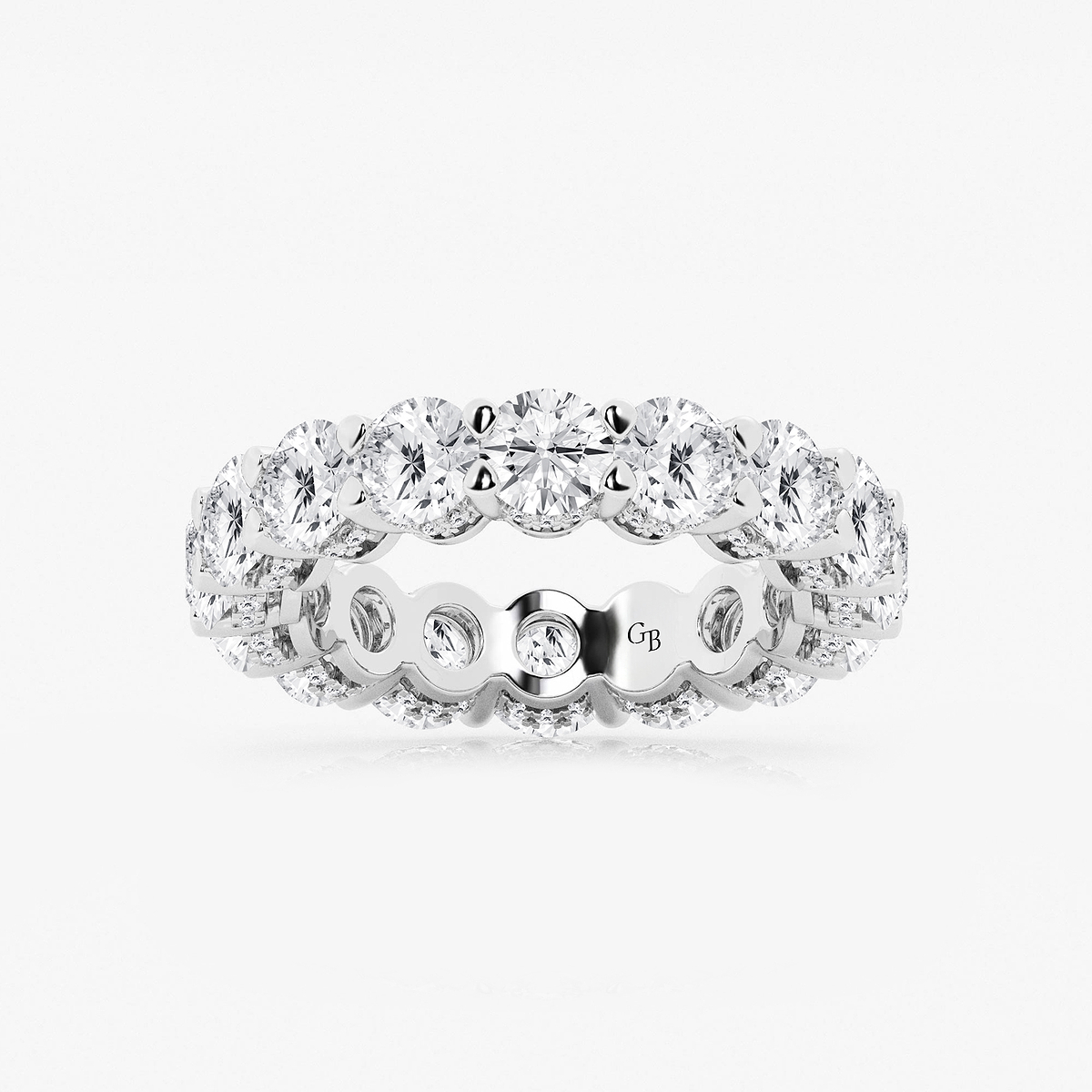 6 ctw Round Lab Grown Diamond Eternity Band With Side Stone Accents - 4.3mm Width