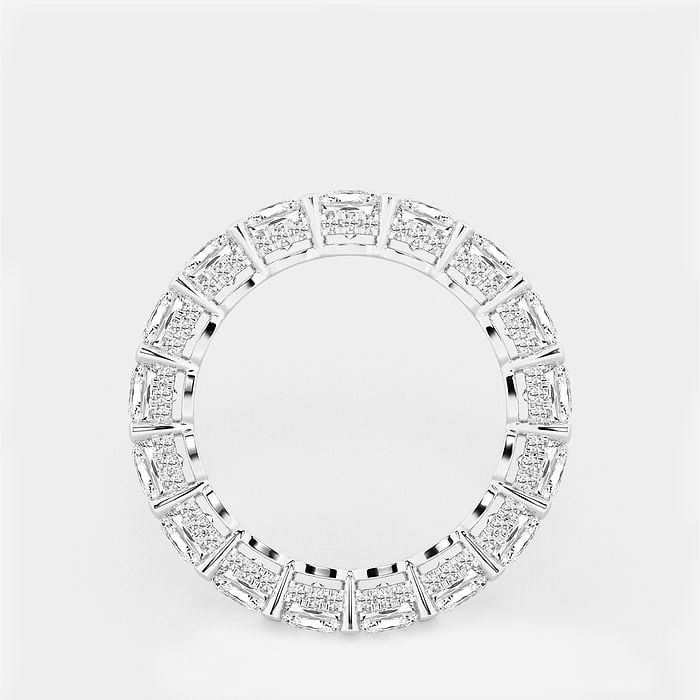 Cushion With Side Stone Accents Cushion Eternity Band