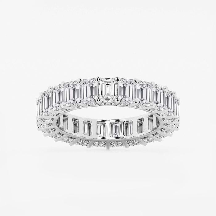 Emerald With Side Stone Accents Emerald Eternity Band