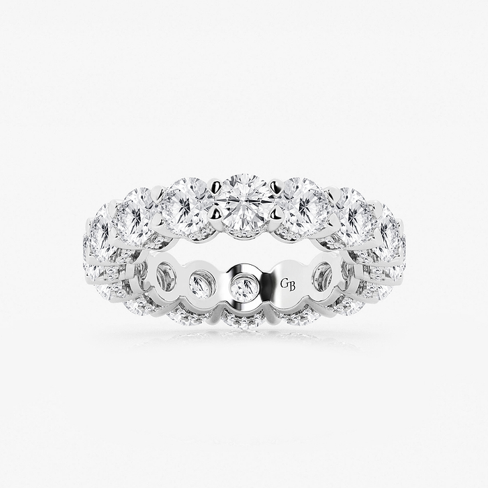 Mara Band - 6 ctw Round Lab Grown Diamond Eternity Band With Side Stone Accents - 4.3mm Width