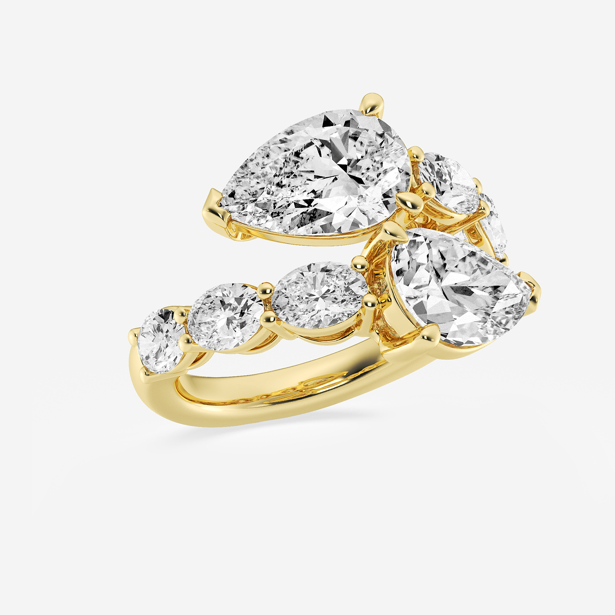 Additional Image 1 for  7 3/4 ctw Pear and Oval Lab Grown Diamond Bypass Ring