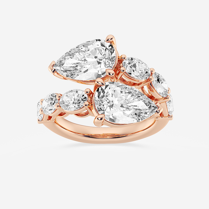 Melody Ring - 7 3/4 ctw Pear and Oval Lab Grown Diamond Bypass Ring