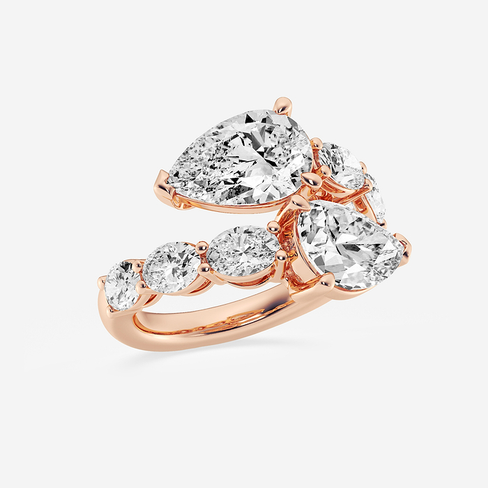 Melody Ring - 7 3/4 ctw Pear and Oval Lab Grown Diamond Bypass Ring