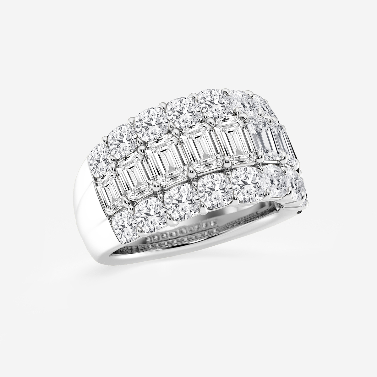 Additional Image 1 for  5 3/4 ctw Emerald and Cushion Lab Grown Diamond Three Row Band