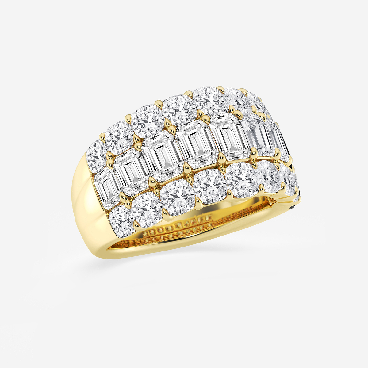 Additional Image 1 for  5 3/4 ctw Emerald and Cushion Lab Grown Diamond Three Row Band