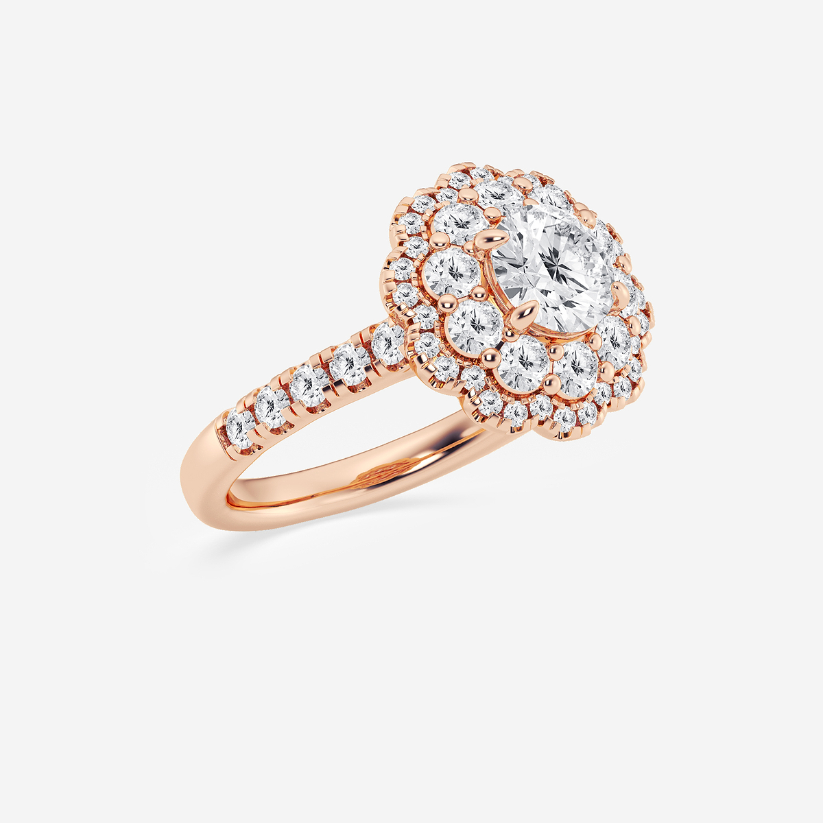 Additional Image 1 for  2 ctw Round Lab Grown Diamond Double Scalloped Halo Engagement Ring