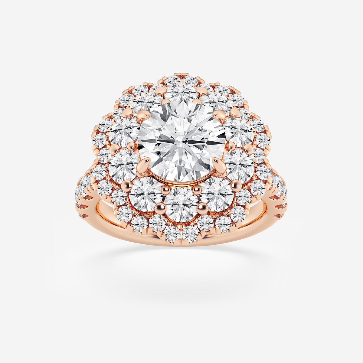 5 1/2 ctw Round Lab Grown Diamond Double Scalloped Halo Engagement Ring