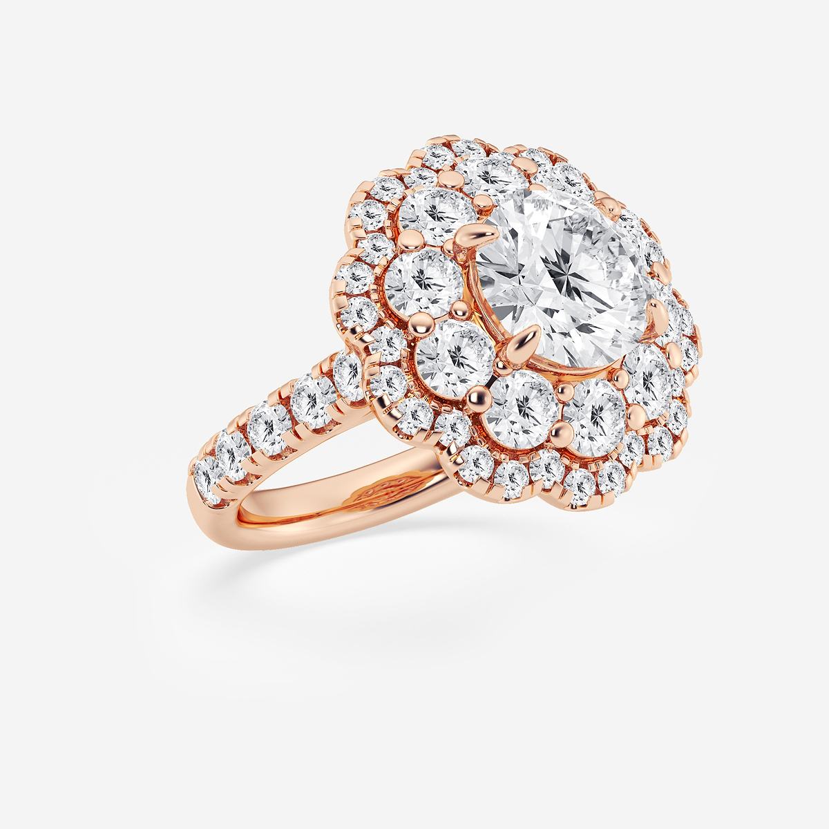Additional Image 1 for  5 1/2 ctw Round Lab Grown Diamond Double Scalloped Halo Engagement Ring
