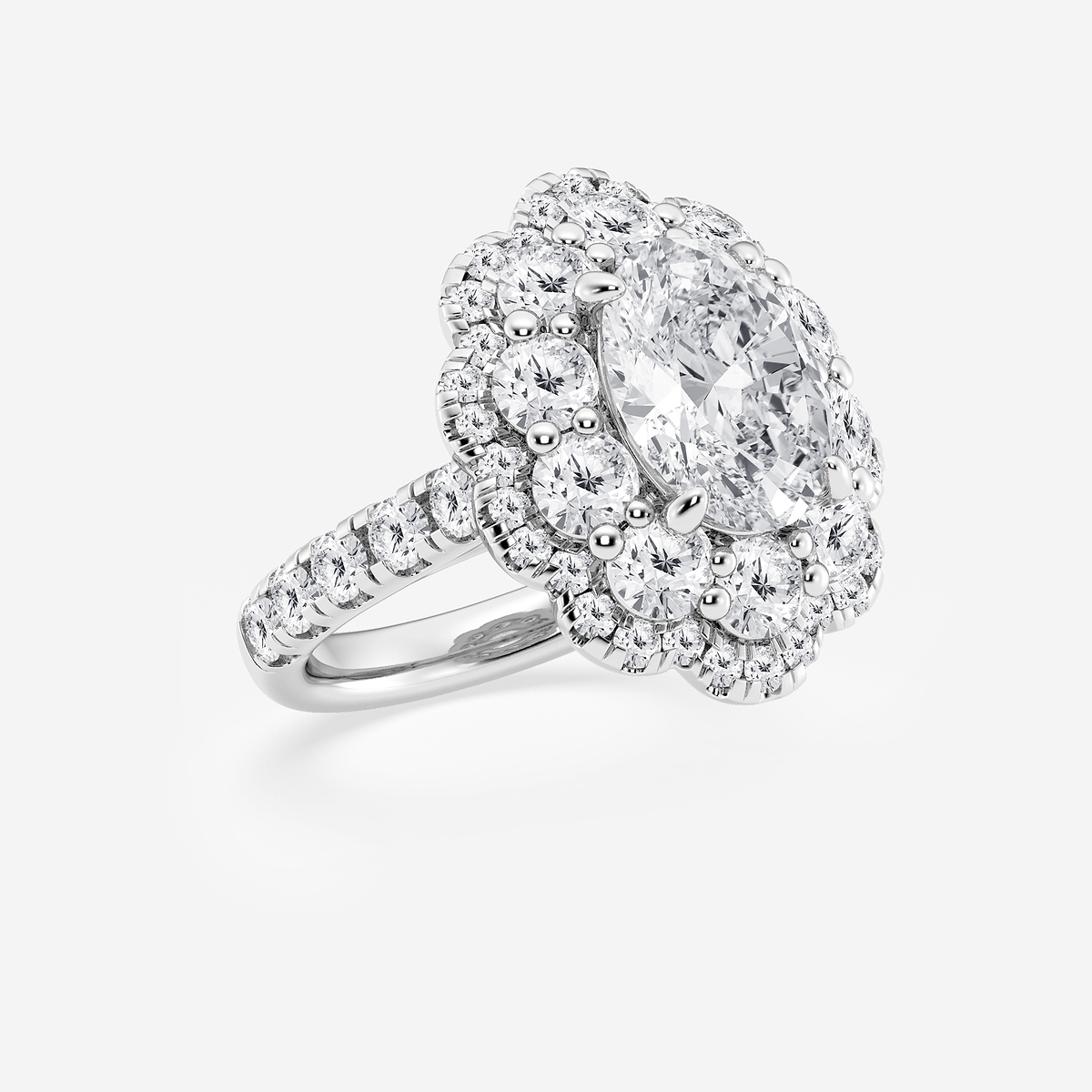 Additional Image 1 for  5 1/2 ctw Oval Lab Grown Diamond Double Scalloped Halo Engagement Ring