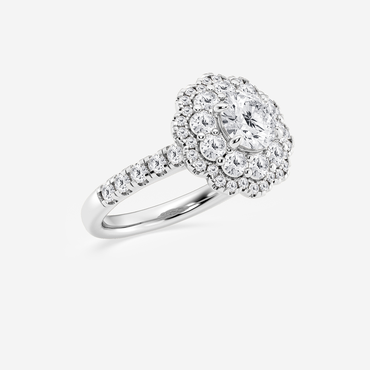 Additional Image 1 for  2 ctw Round Lab Grown Diamond Double Scalloped Halo Engagement Ring