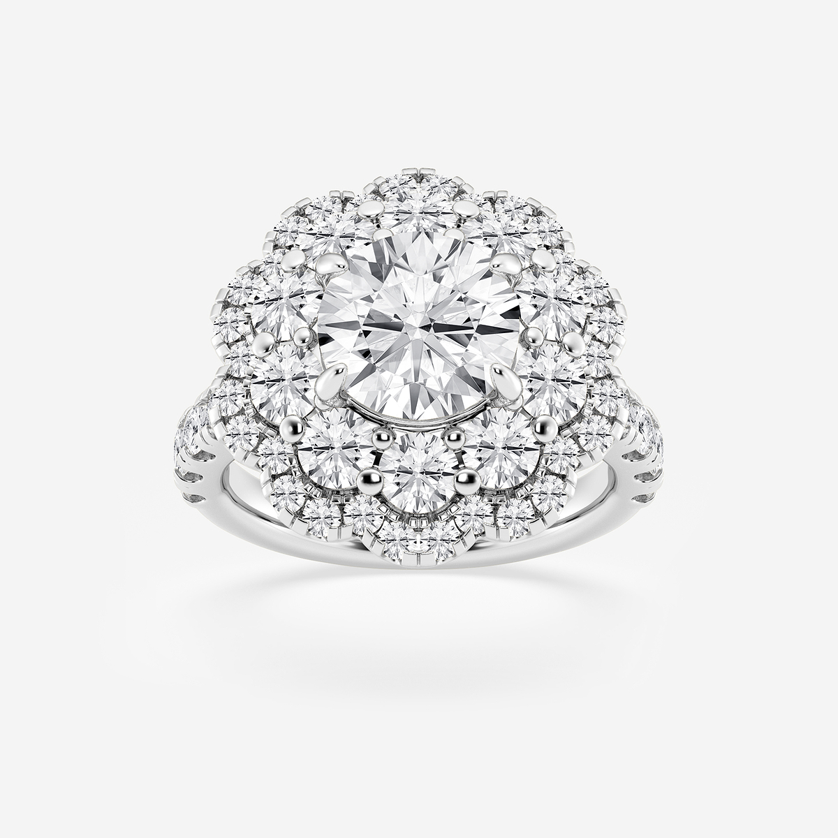 5 1/2 ctw Round Lab Grown Diamond Double Scalloped Halo Engagement Ring