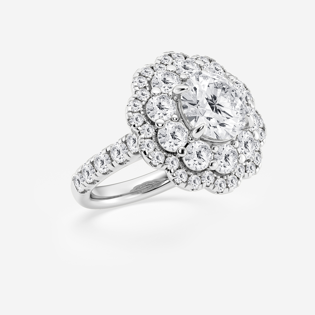 Additional Image 1 for  5 1/2 ctw Round Lab Grown Diamond Double Scalloped Halo Engagement Ring