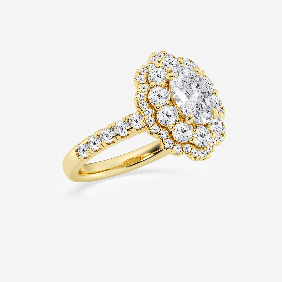 Additional Image 1 for  2 ctw Oval Lab Grown Diamond Double Scalloped Halo Engagement Ring