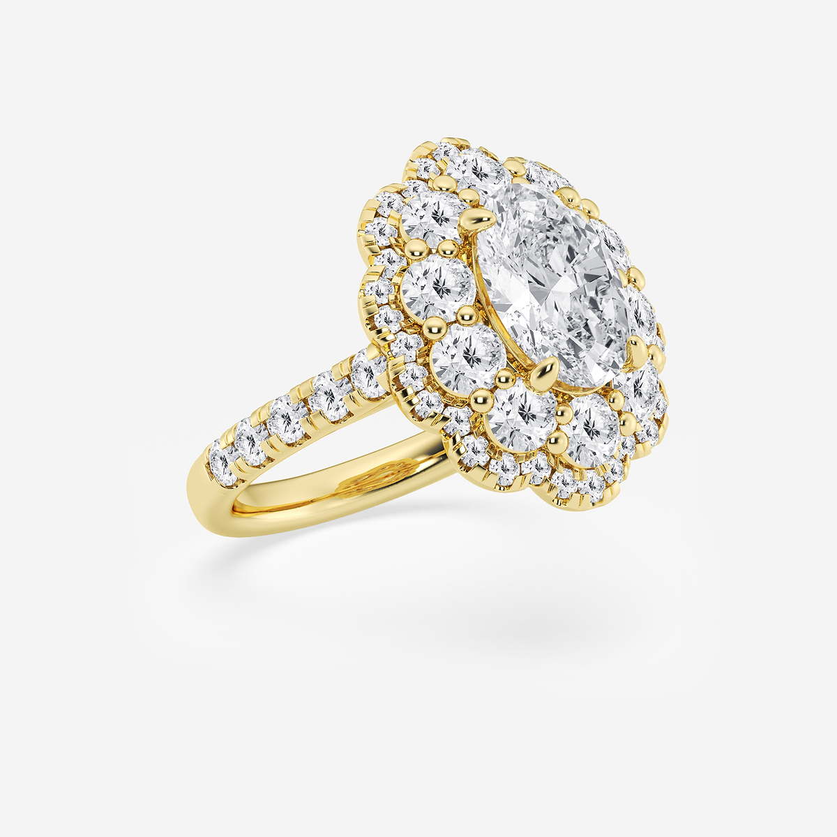 Additional Image 1 for  3 3/4 ctw Oval Lab Grown Diamond Double Scalloped Halo Engagement Ring
