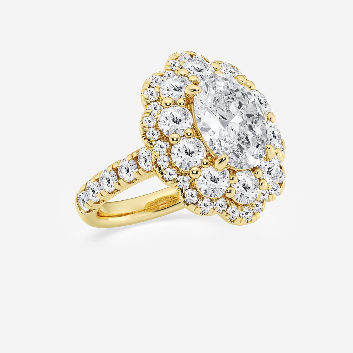 Additional Image 1 for  5 1/2 ctw Oval Lab Grown Diamond Double Scalloped Halo Engagement Ring